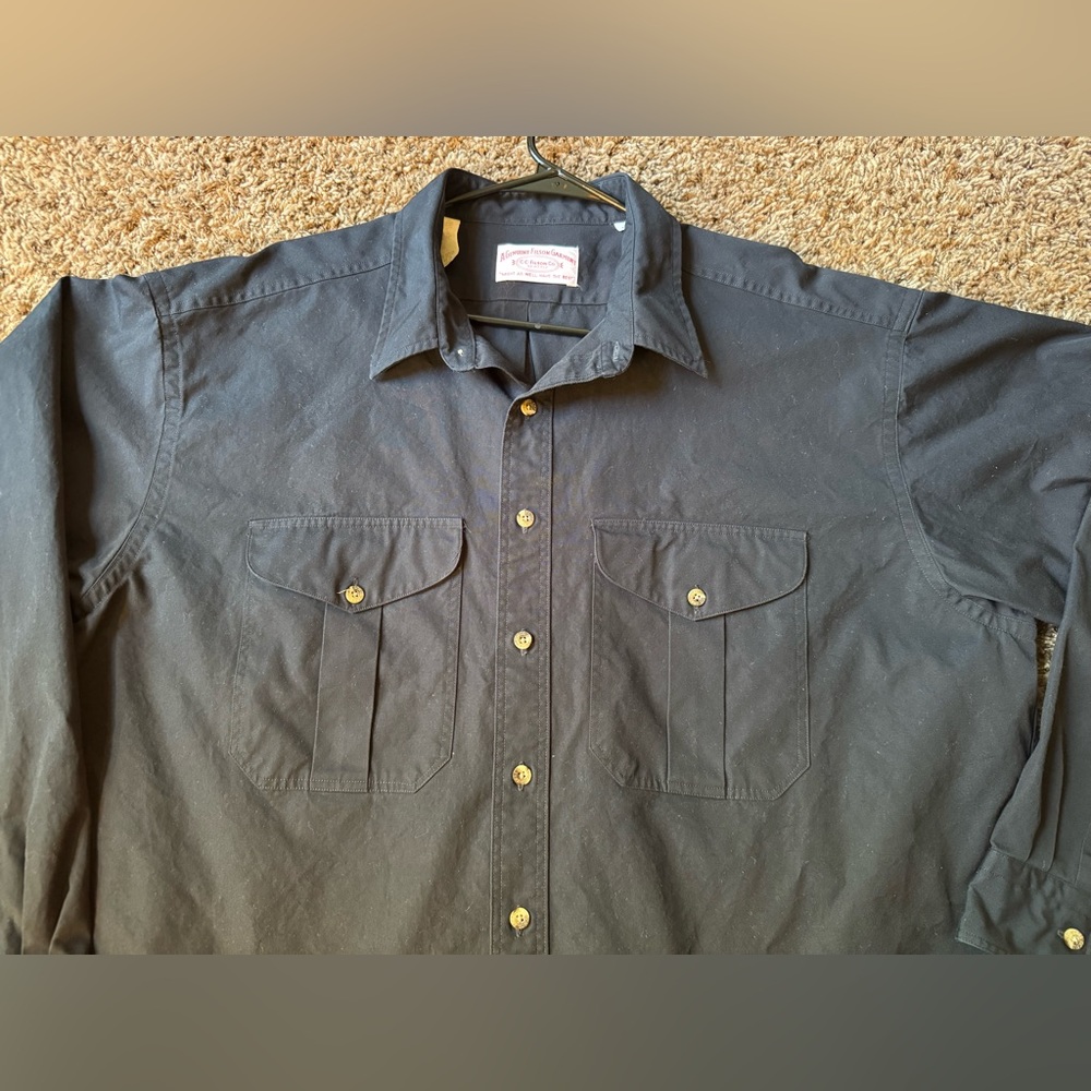 Vintage C.C. Filson Mens Black Button Down  Cotton Shirt - Picture 3 of 12